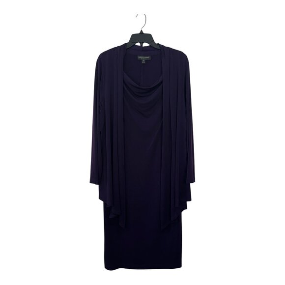 Connected Apparel Women Purple Draped Dress & Cardigan Set Sz 14W Poly- Spandex - Picture 15 of 15